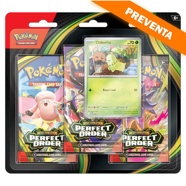 Pokémon TCG: Mega Evolution: Perfect Order 3 Booster Blister (Chikorita) PREVENTA