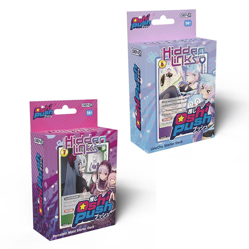 Oshi Push VTuber Card Game: Gen 2 Hidden Links Starter Decks (LineChu & Porcelain Maid) (PAR)