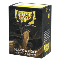 Dragon Shield: Black & Gold Matte Dual Sleeves (Standard Size)