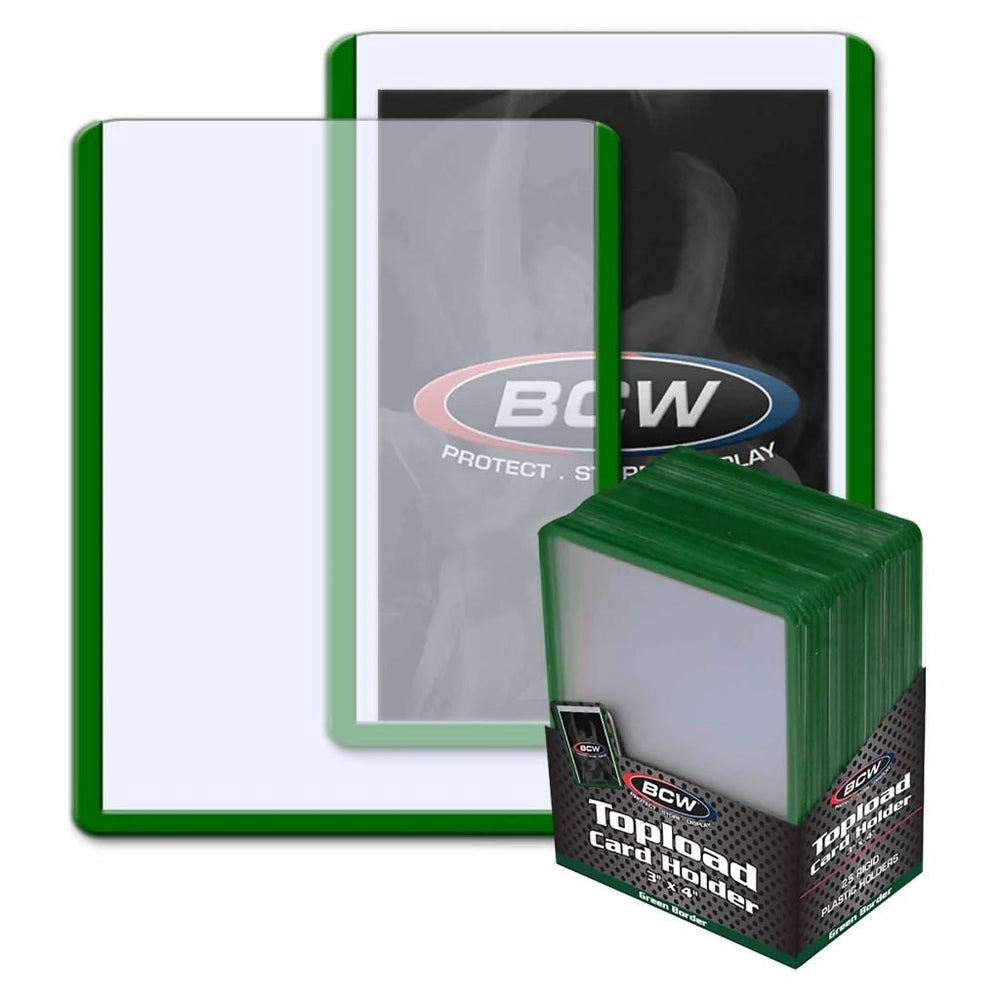 BCW: 3x4 Topload Card Holder Green Border