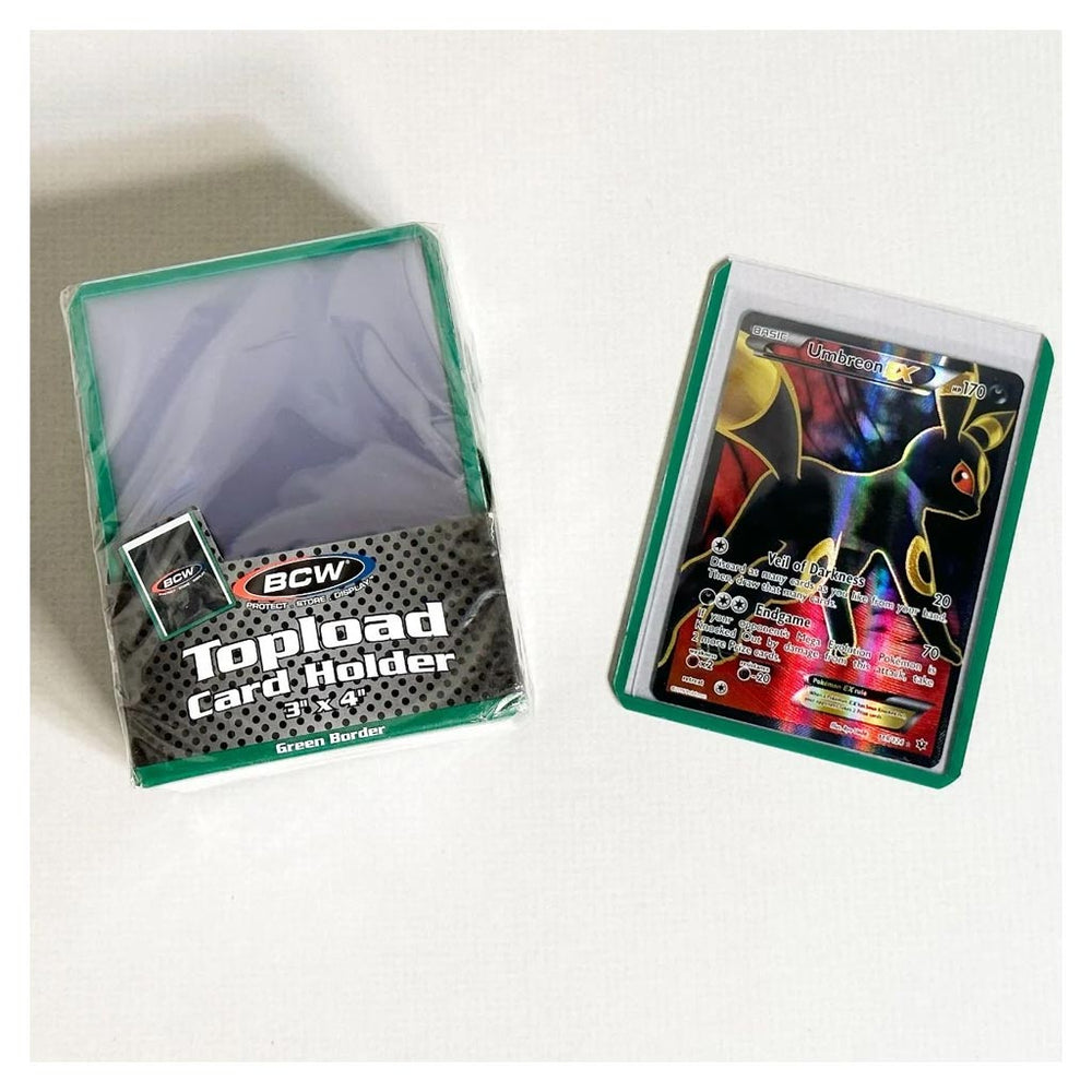 BCW: 3x4 Topload Card Holder Green Border