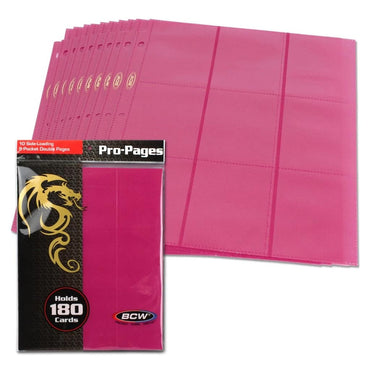 BCW: Side Loading 9 Pocket Pro Pages Pink