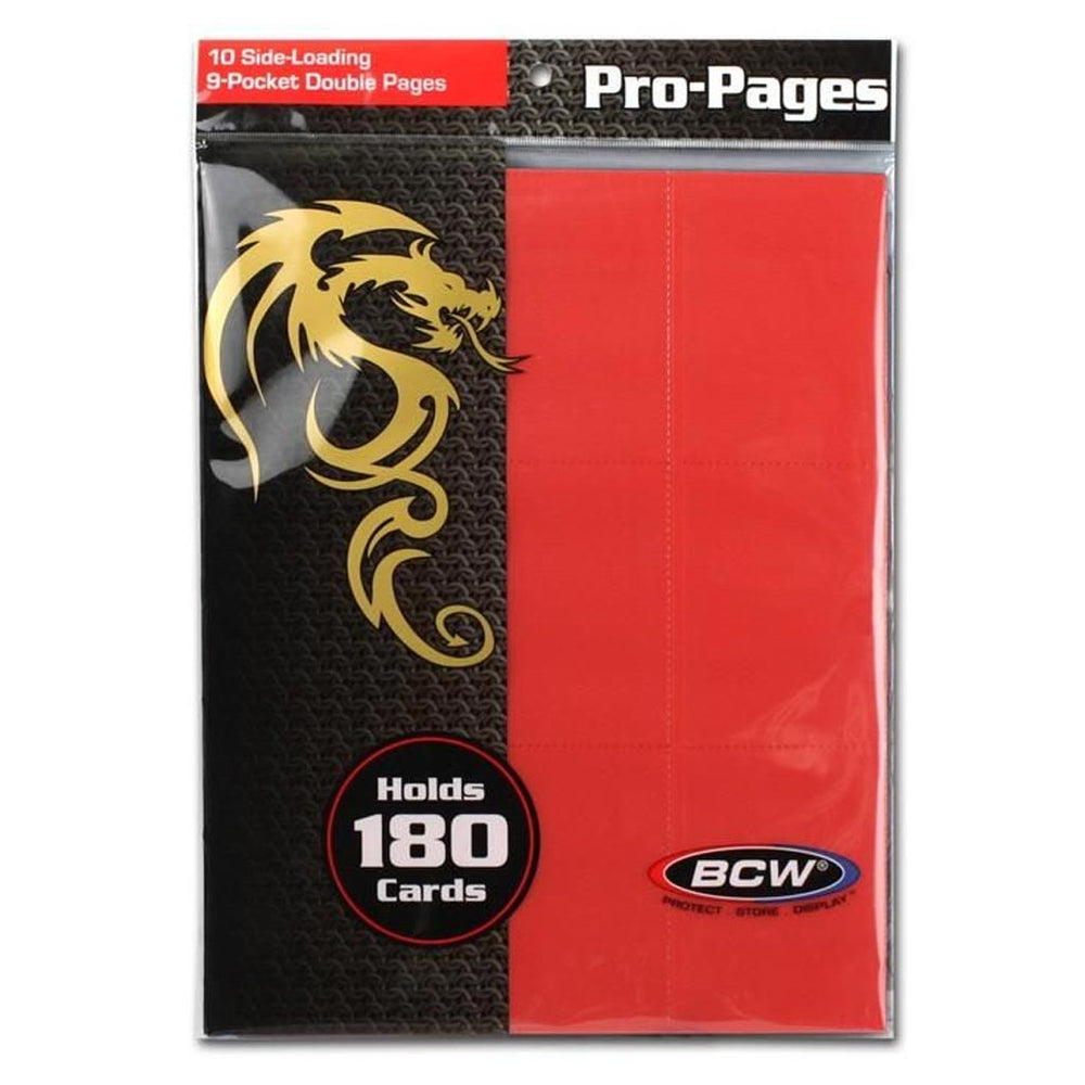 BCW: Side Loading 9 Pocket Pro Pages Red
