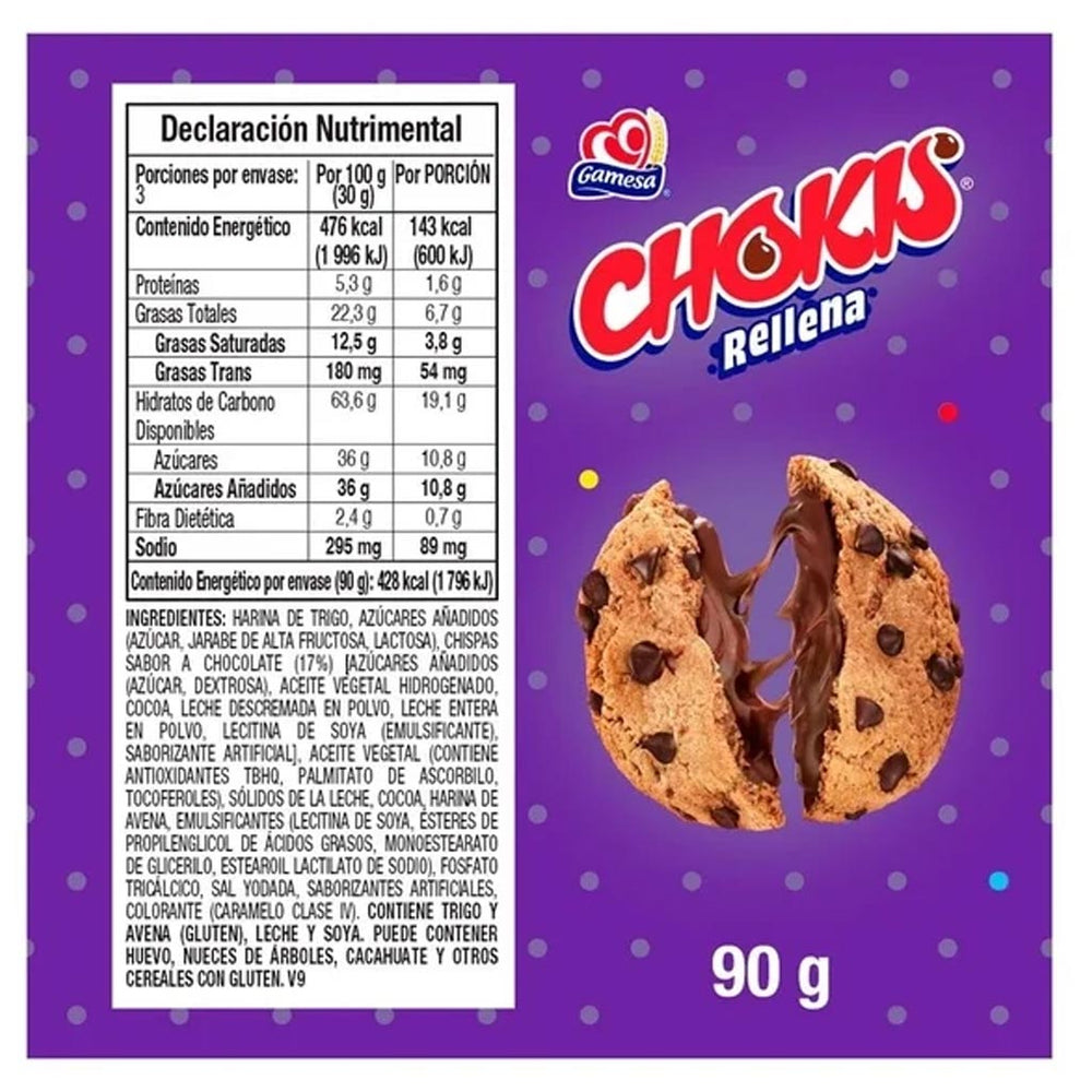 Gamesa: Galletas Chokis con Relleno y Chispas Sabor a Chocolate 90g