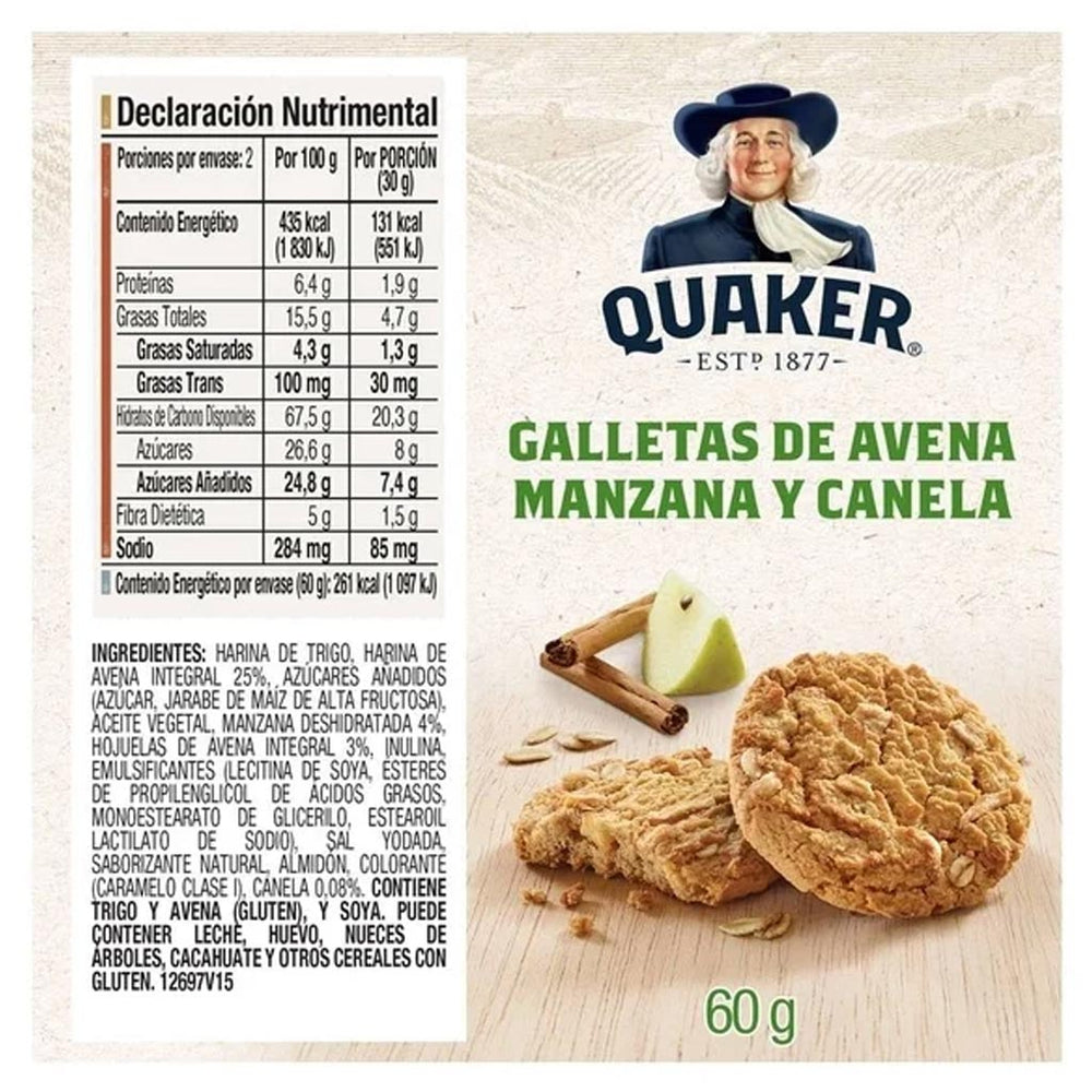 Gamesa: Galletas de Avena Quaker Manzana y Canela 60g