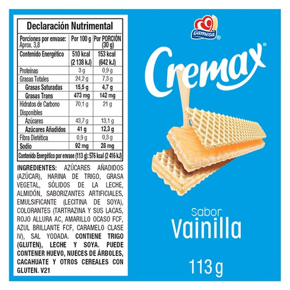 Gamesa: Cremax Sabor Vainilla 113g