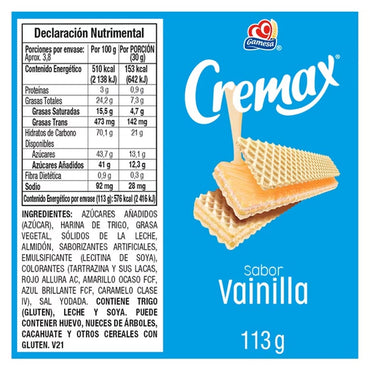 Gamesa: Cremax Sabor Vainilla 113g