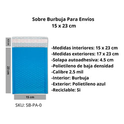 Sobres Azules con Burbuja #0 15cm X 23cm