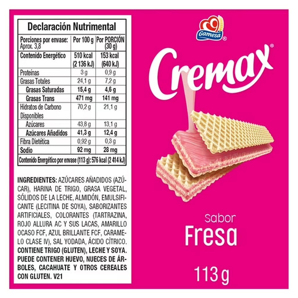 Gamesa: Cremax Sabor Fresa 113g
