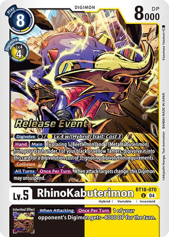 RhinoKabuterimon [BT18-070] [Release Special Booster Ver.2.0 Pre-Release Cards]