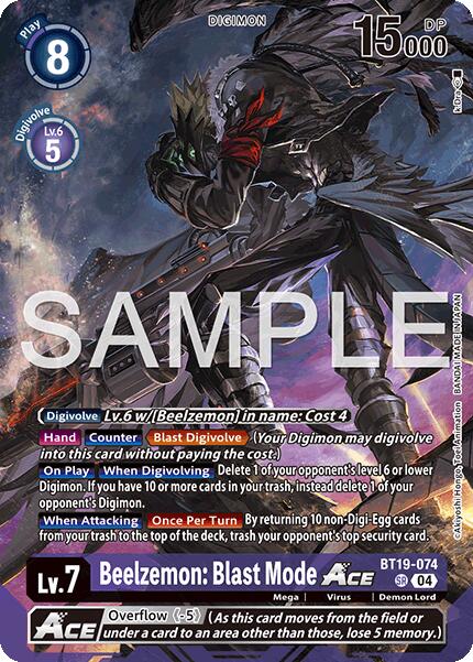 Beelzemon: Blast Mode ACE [BT19-074] (Limited Card Pack -Billion Bullet-) [Limited Card Pack -Billion Bullet-]