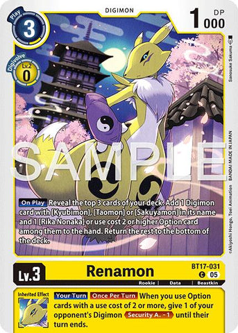 Renamon [BT17-031] (Alternate Art) [Starter Deck: Amethyst Mandala Advanced Deck Set]