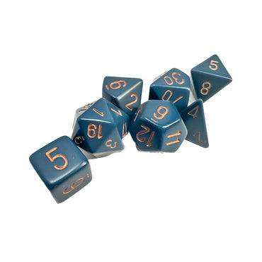 Opaque Dusty Blue/copper Polyhedral 7-Dice Set