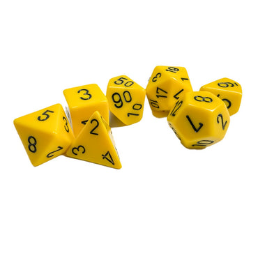 Opaque Yellow/black Polyhedral 7-Dice Set