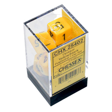 Opaque Yellow/black Polyhedral 7-Dice Set