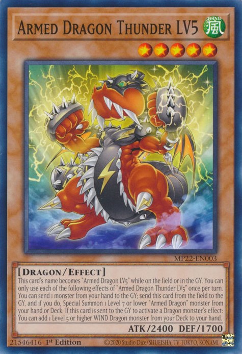 yugioh armed dragon cards Armed Dragon Thunder LV5 [MP22-EN003] Common