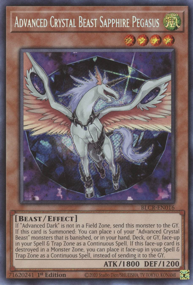 pegasus card yugioh Advanced Crystal Beast Sapphire Pegasus [BLCR-EN016] Secret Rare